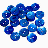 THREE, Royal Blue Shiny Agoya 2-Hole Button 5/8" / 15mm, Pack of 3.  #SK-1233