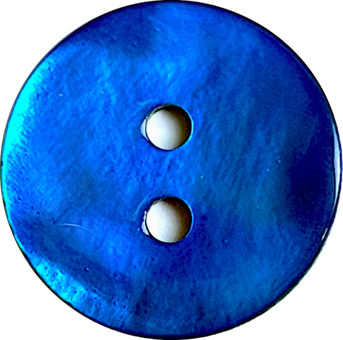 Royal Blue Shiny Agoya 2-Hole Button 5/8" / 15mm, Pack of 3.  #SK-1233-3