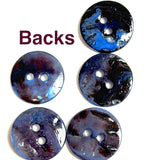 THREE, Royal Blue Shiny Agoya 2-Hole Button 5/8" / 15mm, Pack of 3.  #SK-1233