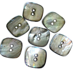 "Smokey Squares" Gray Rainbow MOP Shell 2-Hole Button 7/8", Pack of 7  #KB-933