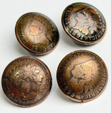 Authentic 1887-1900 Copper Indian Head Penny Button 3/4", Shank Back,  #RV-1
