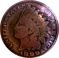 Authentic 1887-1900 Copper Indian Head Penny Button 3/4", Shank Back,  #RV-1