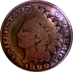 Authentic 1887-1900 Copper Indian Head Penny Button 3/4", Shank Back,  #RV-1