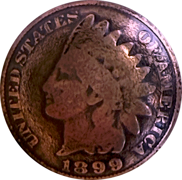 Authentic 1887-1900 Copper Indian Head Penny Button 3/4", Shank Back,  #RV-1