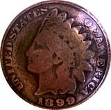 Authentic 1887-1900 Copper Indian Head Penny Button 3/4", Shank Back,  #RV-1