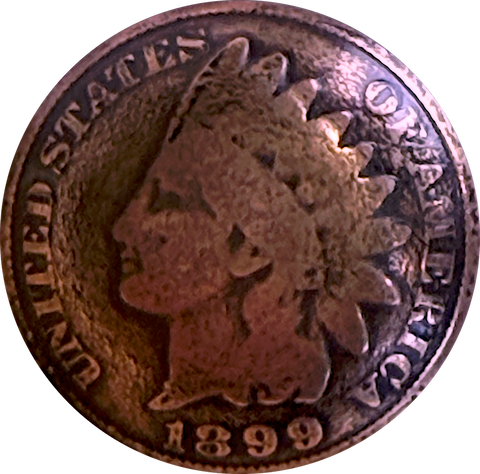 Authentic 1887-1900 Copper Indian Head Penny Button 3/4", Shank Back,  #RV-1