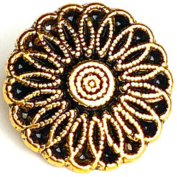 BULK DEAL: 50 BUTTONS Aster Flower Shiny Gold 5/8" Metal Button, 15mm Shank Back  #FJ-117
