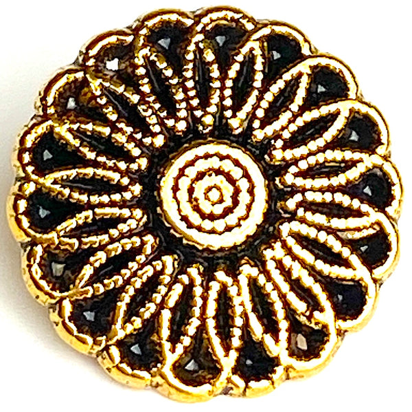 BULK DEAL: 50 BUTTONS Aster Flower Shiny Gold 5/8" Metal Button, 15mm Shank Back  #FJ-117