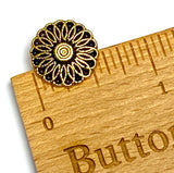 BULK DEAL: 50 BUTTONS Aster Flower Shiny Gold 5/8" Metal Button, 15mm Shank Back  #FJ-117