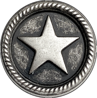 Running Low, Texas Star Button, 15/16" Silver Metal 23mm, Shank Back  #FJ-119