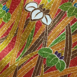 Wild Iris and Rain, Lustrous Kimono Silk Print from Japan, By the Yard  #132