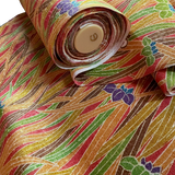 Wild Iris and Rain, Lustrous Kimono Silk Print from Japan, By the Yard  #132