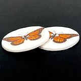 Monarch Butterfly, Large 1.5" Handmade Porcelain Button from UK Artist Kate Holliday 1-1/2"