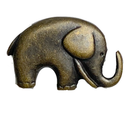 Little Brass Elephant "Jaybo" Button 3/4" Metal, 20mm, Shank Back   #SWC-42