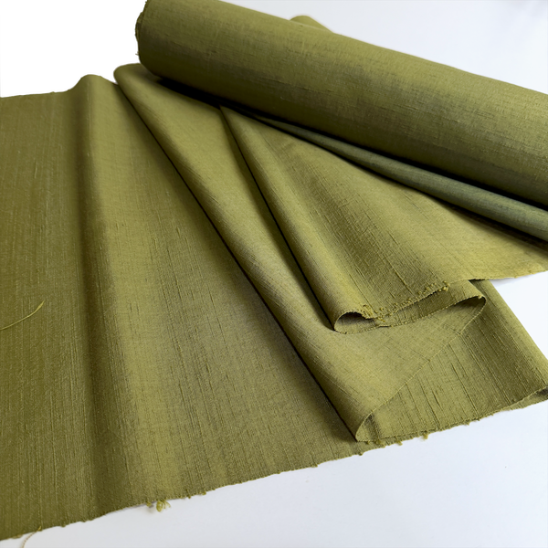 Green Slubby Vintage Kimono Silk, Still-Basted Ariaihari 12.5-yard BOLT from Japan  #414