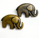 Little Brass Elephant "Jaybo" Button 3/4" Metal, 20mm, Shank Back   #SWC-42