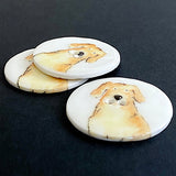 SALE, Labrador Dog Porcelain Button - 1-1/2" Handmade Yellow Lab