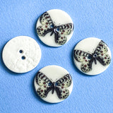 Butterfly with Brown Spots Porcelain Button: 7/8"