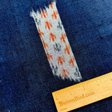 Migration, Midnight Indigo with Gray Ikat Rectangle Windows, Textured Vintage Kimono Silk From Japan By the Yard # 295