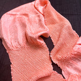Shibori Obiage Scarf for Obi, Peachy Coral Very Textured Silk, 6" x 48" #527
