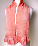Shibori Obiage Scarf for Obi, Peachy Coral Very Textured Silk, 6" x 48" #527
