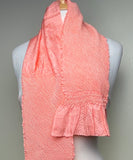 Shibori Obiage Scarf for Obi, Peachy Coral Very Textured Silk, 6" x 48" #527