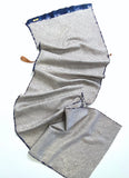 Silver + Indigo Vintage Kimono Silk Shibori Piece from Japan, 13 x 60"  # 528
