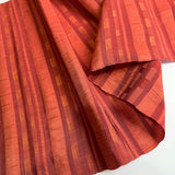 Crinkle Yarn Dyed Tomato/Brick/Orange Stripes Vintage Kimono Silk from Japan By the Yard # 292
