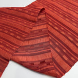 Crinkle Yarn Dyed Tomato/Brick/Orange Stripes Vintage Kimono Silk from Japan By the Yard # 292