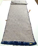 Silver + Indigo Vintage Kimono Silk Shibori Piece from Japan, 13 x 60"  # 528