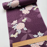Large Peonies, Ornate Purple Silk Satin Kimono Silk From Japan By the Yard # 294