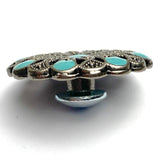 Re-Stocked, Blue-Green Nine-Spot Flower Concho 1" Screwback Silver  #SWM-22