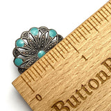 Re-Stocked, Blue-Green Nine-Spot Flower Concho 1" Screwback Silver  #SWM-22