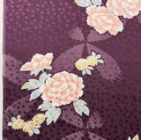 Large Peonies, Ornate Purple Silk Satin Kimono Silk From Japan By the Yard # 294