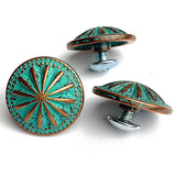 Re-Stocked, Desert Star Copper/Green Patina Concho 7/8" Screwback  #SWM-24