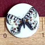Butterfly with Brown Spots Porcelain Button: 7/8"
