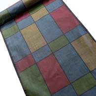 Authentic Amami Oshima Colorblock Ikat with Black, Handwoven Vintage Kimono Silk from Japan By the Yard # 297