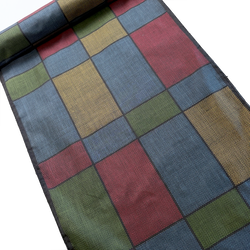 Authentic Amami Oshima Colorblock Ikat with Black, Handwoven Vintage Kimono Silk from Japan By the Yard # 297