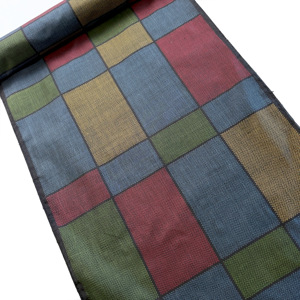 Authentic Amami Oshima Colorblock Ikat with Black, Handwoven Vintage Kimono Silk from Japan By the Yard # 297
