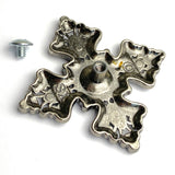 SALE 'Turquoise' / Silver Cross Star Concho 1-7/8" x 2-1/2" Screwback  #SWM-26