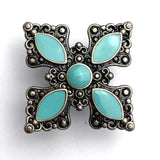 RE-STOCKED, Blue-Green Smaller Cross Star Concho 15/16" Screwback  #SWM-27