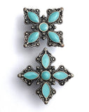 Blue-Green Medium Cross Star Concho 1-1/4" / 1-3/4" Screwback  #SWM-30