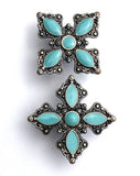 RE-STOCKED, Blue-Green Smaller Cross Star Concho 15/16" Screwback  #SWM-27