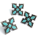 RE-STOCKED, Blue-Green Smaller Cross Star Concho 15/16" Screwback  #SWM-27