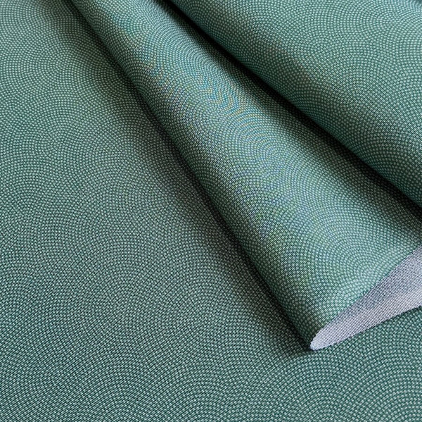 Green "Solid" Dot Print Komon Silk from Japan, Vintage Kimono Crepe By the Yard # 298