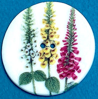 Deeper Sale, Foxglove/Digitalis Large Porcelain Button, 1-1/2" Handmade London Ceramic