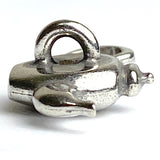 Tea Pot Pewter Teapot with Tiny Rose, Button, 7/8" / 22mm, Shank Back, Danforth Pewter, USA # FJ-129