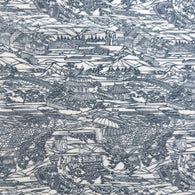Old Kyoto? Vintage Kimono Chirimen Crepe Silk Print from Japan, By the Yard # 299