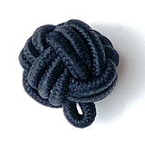 Monkey Fist Black, Vintage Woven Fabric Knot Buttons, 9/16"- 5/8"  #761