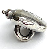Tea Pot Pewter Teapot with Tiny Rose, Button, 7/8" / 22mm, Shank Back, Danforth Pewter, USA # FJ-129